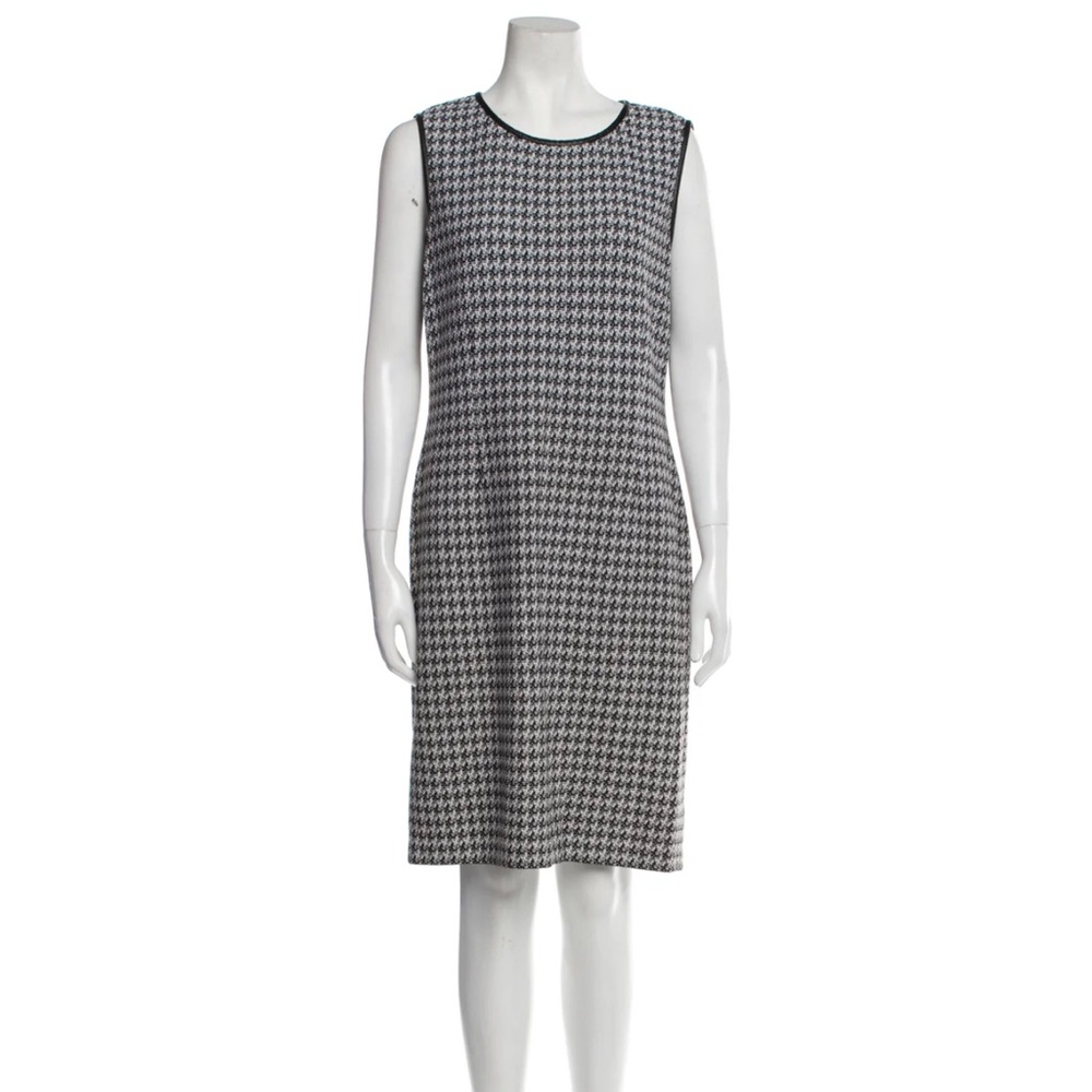 ST JOHN Tweet Leather Trim Dress
